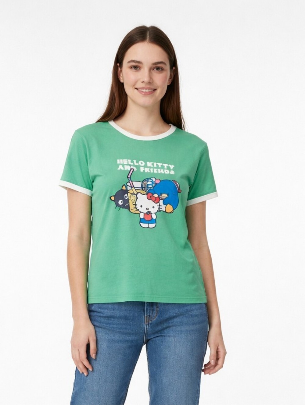 Hello Kitty and Friends Green Ringer Tee